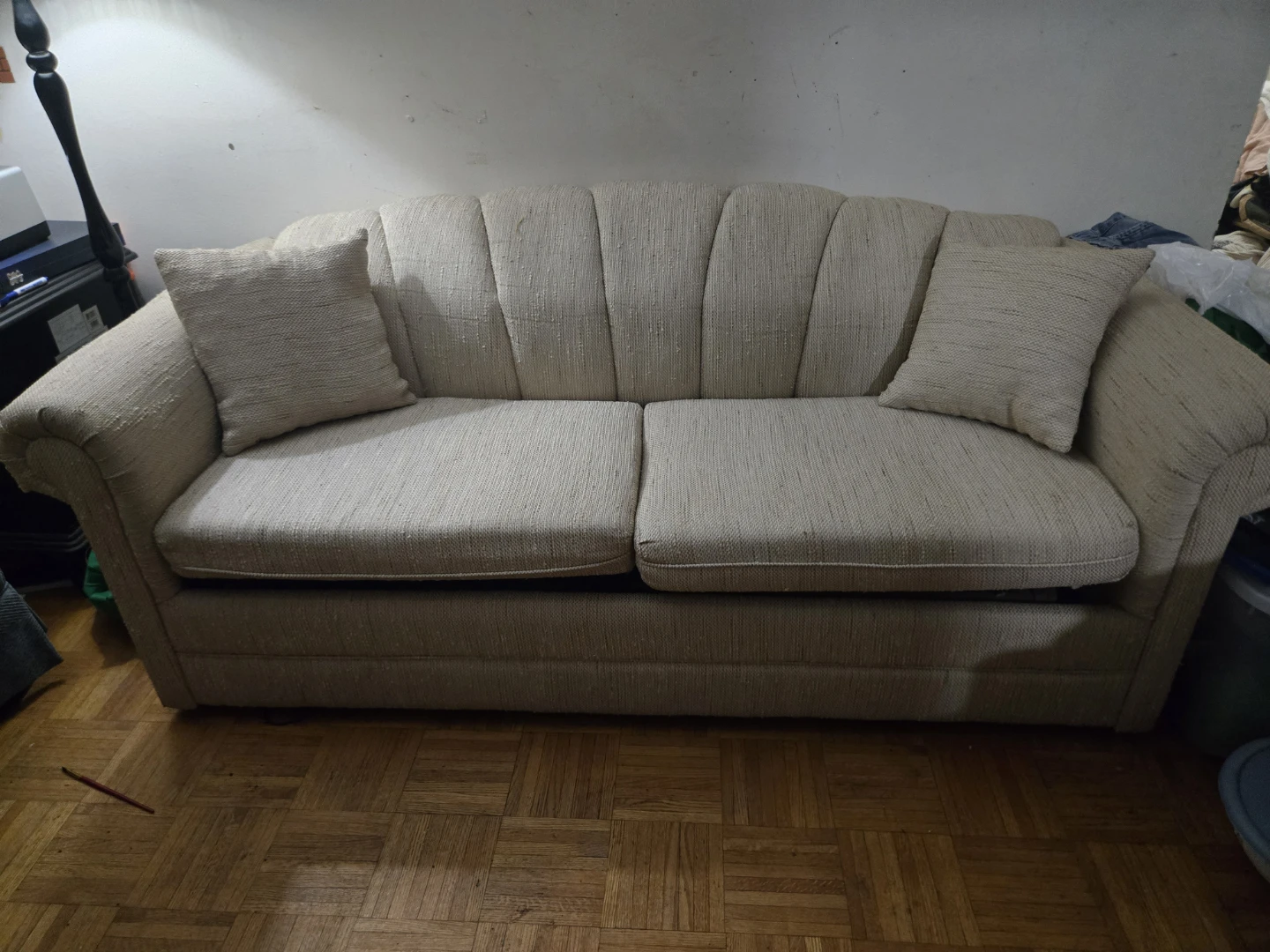 Cream Upholstered Sofa Bed