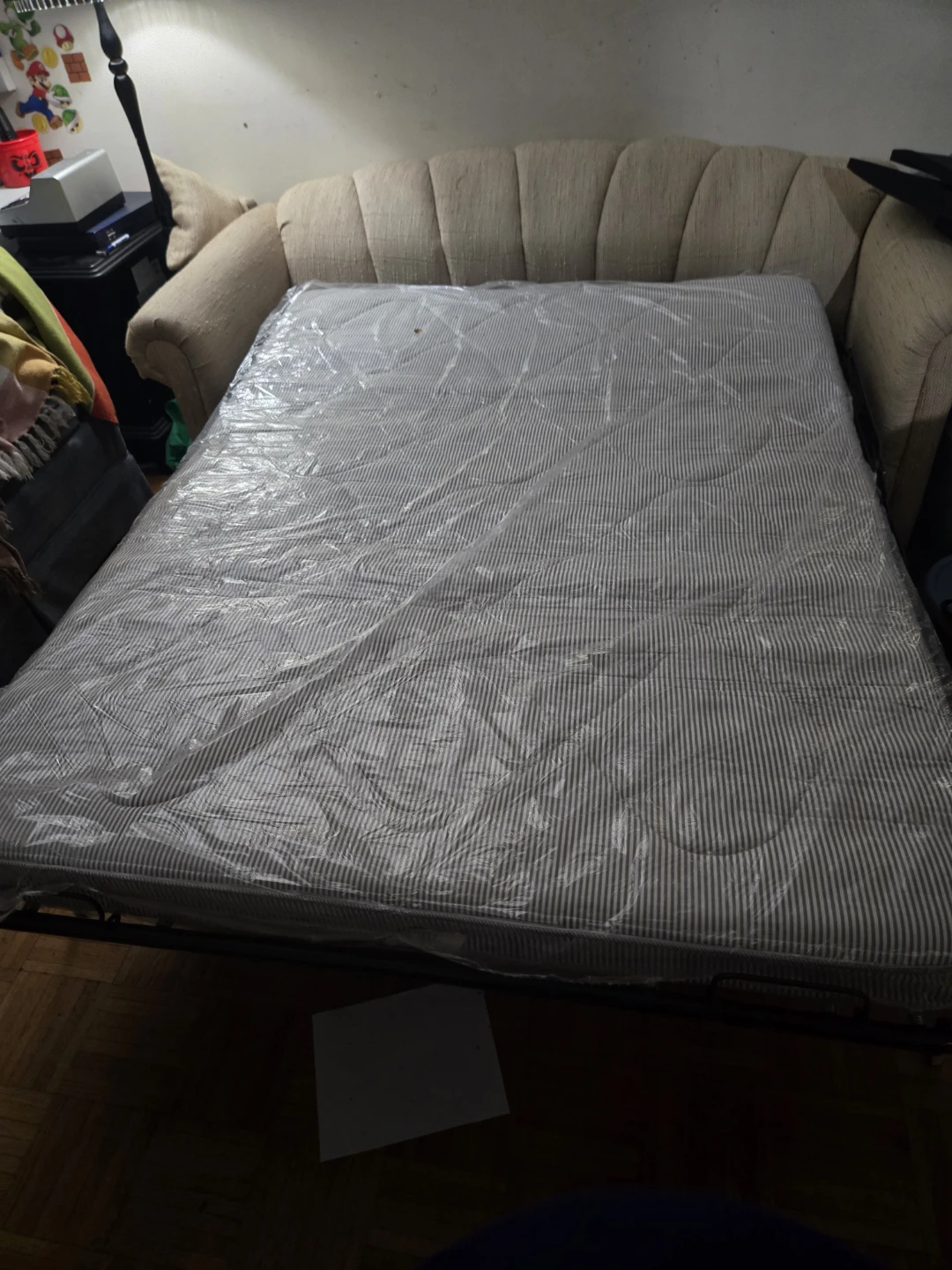 Cream Upholstered Sofa Bed - photo 4