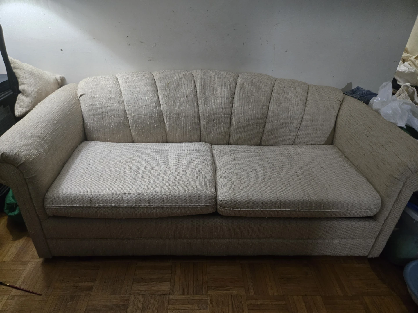 Cream Upholstered Sofa Bed - photo 5