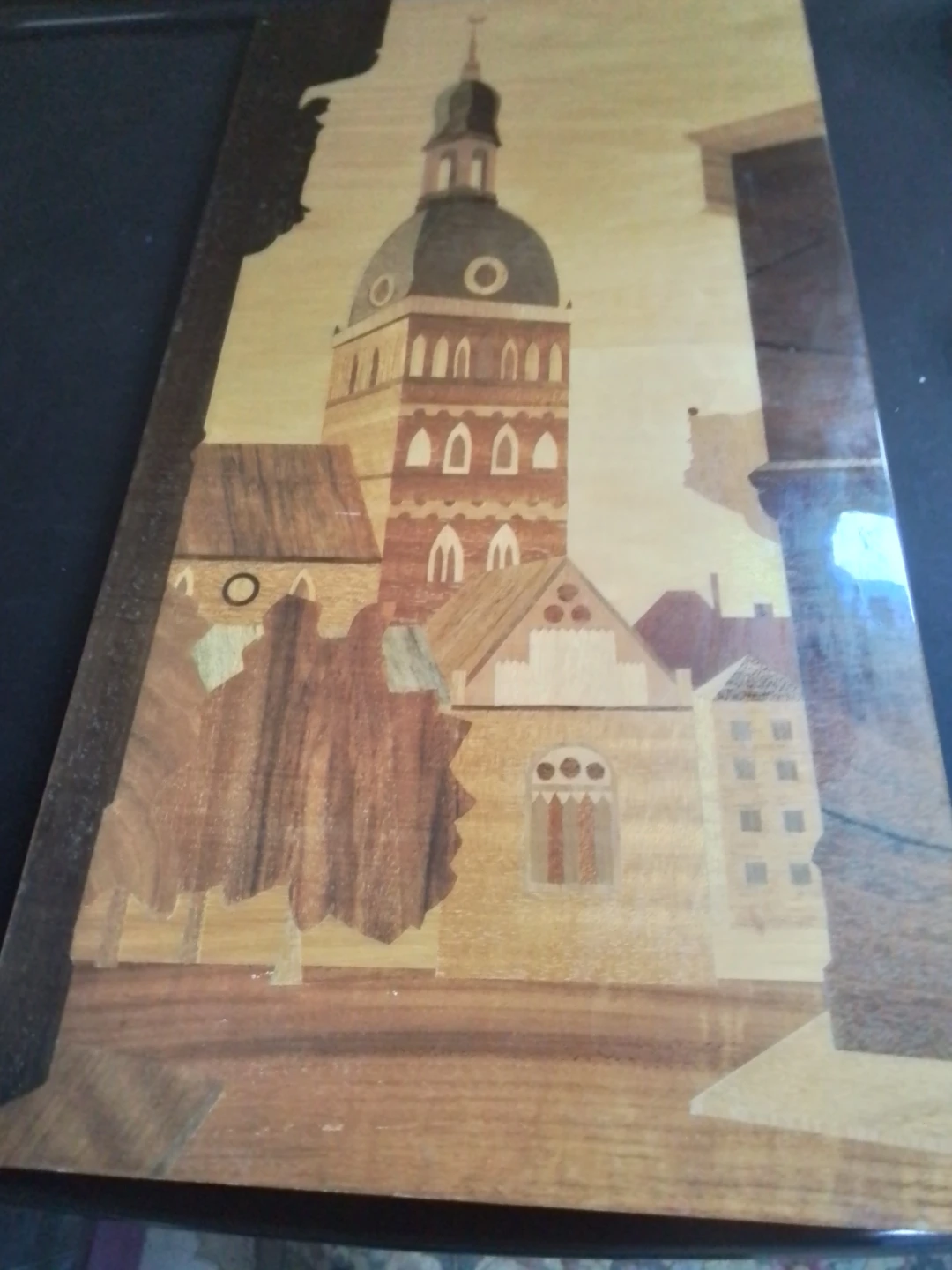 Vintage 1970s Latvian Wood Marquetry Wall Art Panel - photo 5