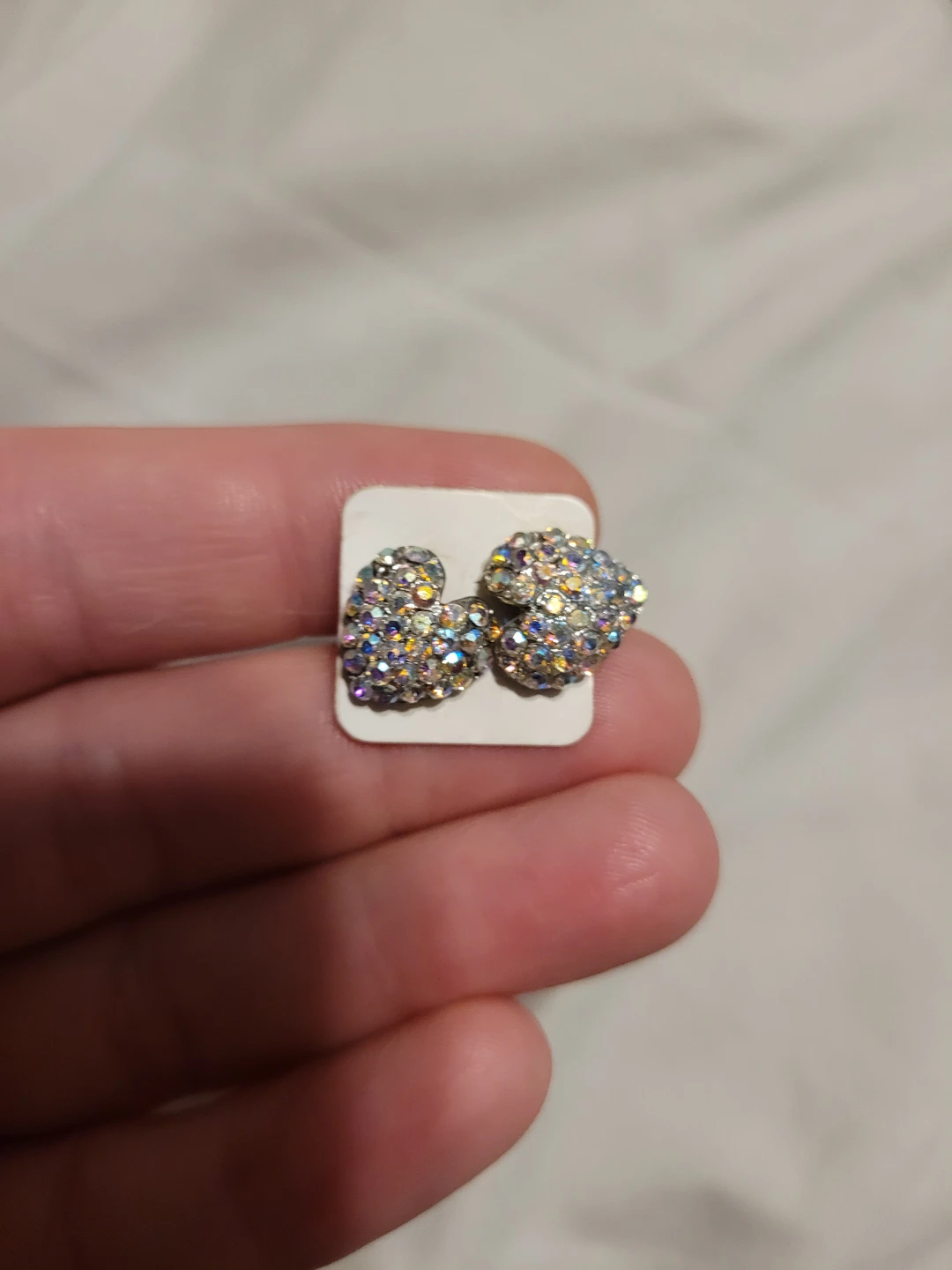 Sparkly Heart Stud Earrings