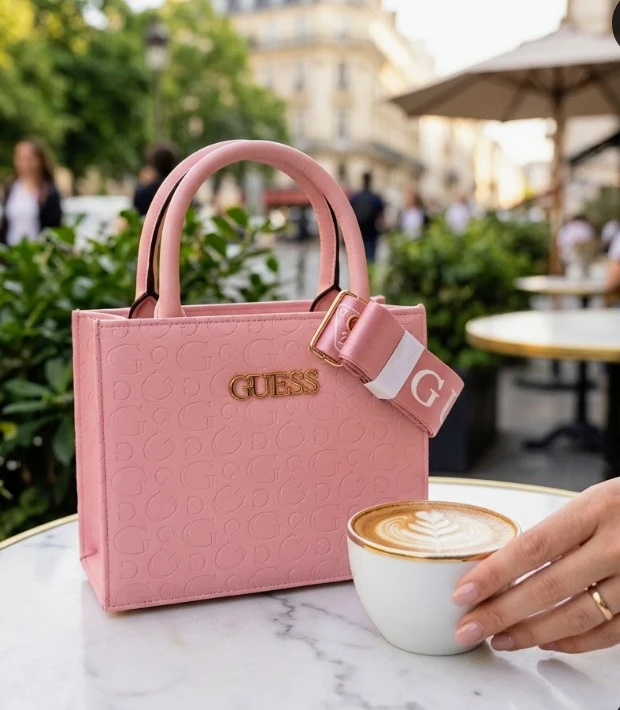 Guess Pink Logo Embossed Mini Tote Bag - photo 2