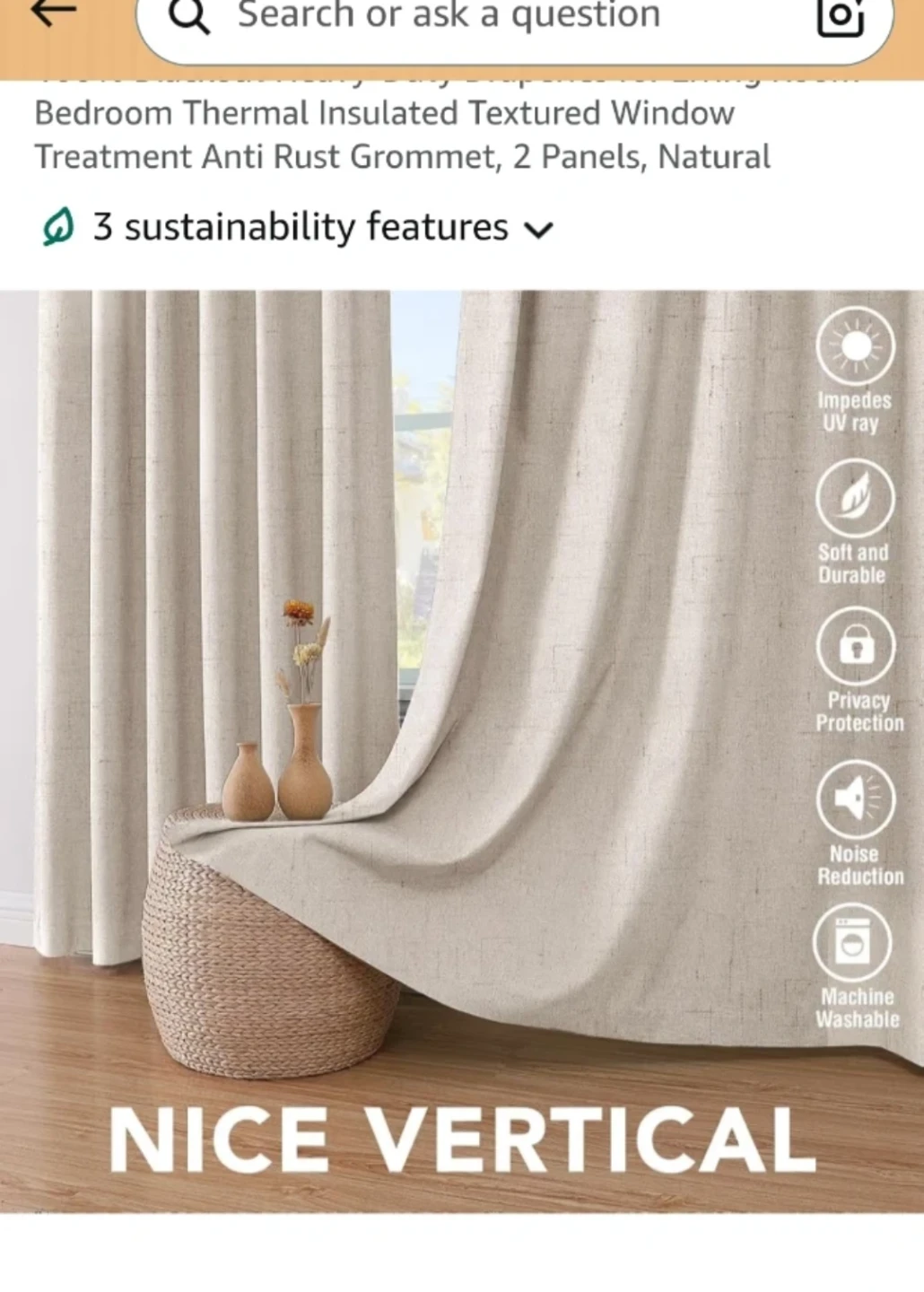 Curtain (1panel)- Thermal Insulated Textured - Natural - photo 3