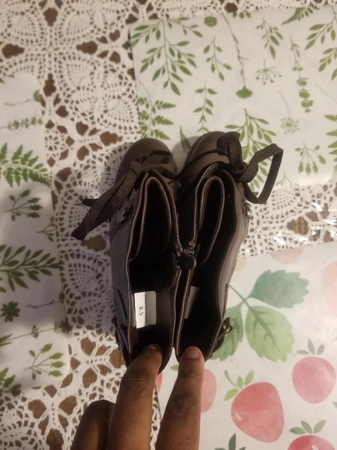 Brown Lace-up Combat Boots Size 8.5 - photo 3