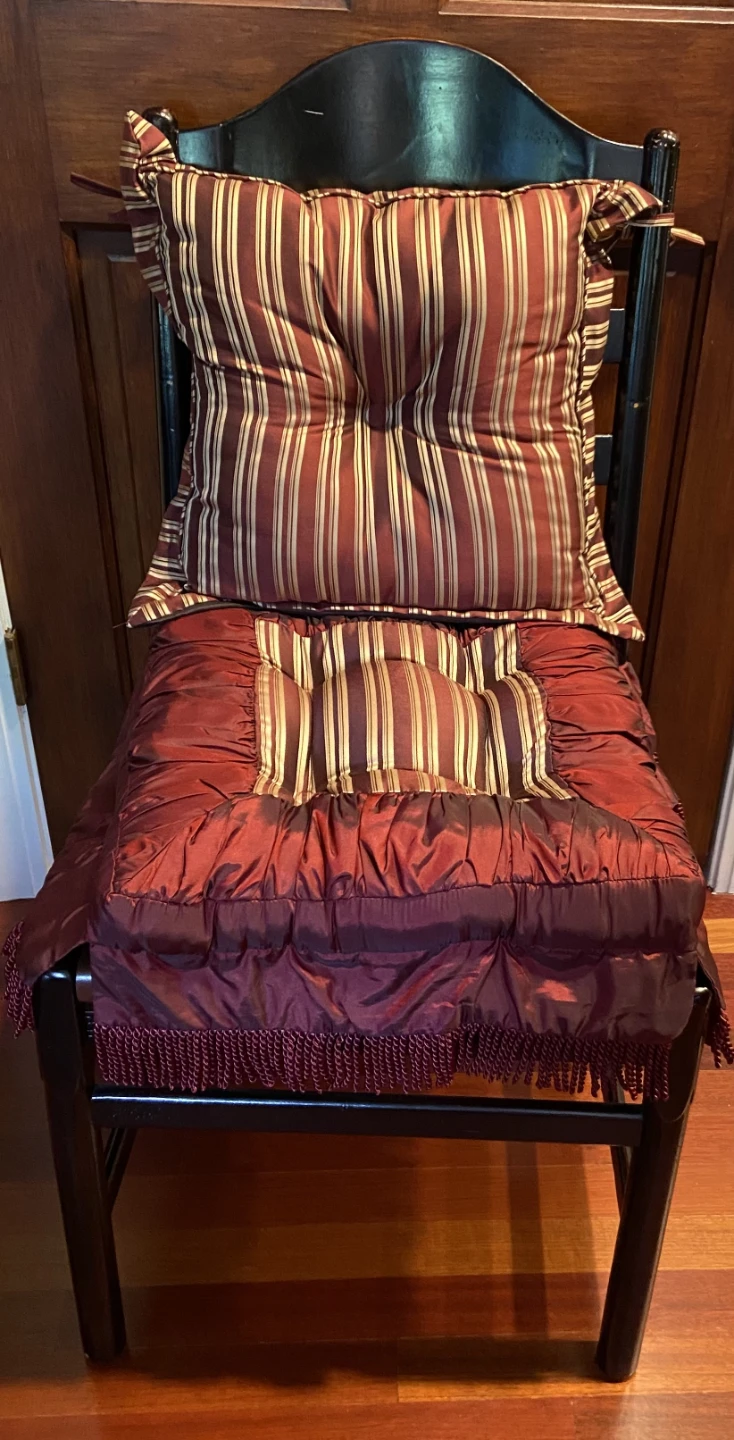 Decorative Chair Cushion Set - Burgundy and Gold Stripes