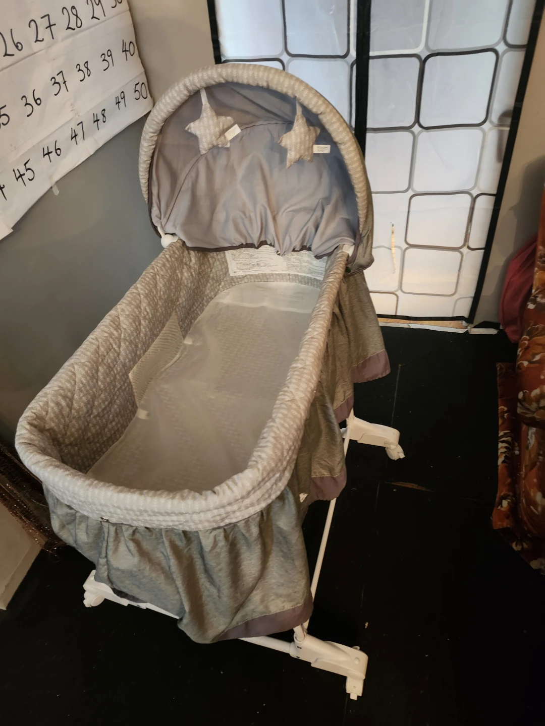 Grey Moses Basket with Stand - photo 4