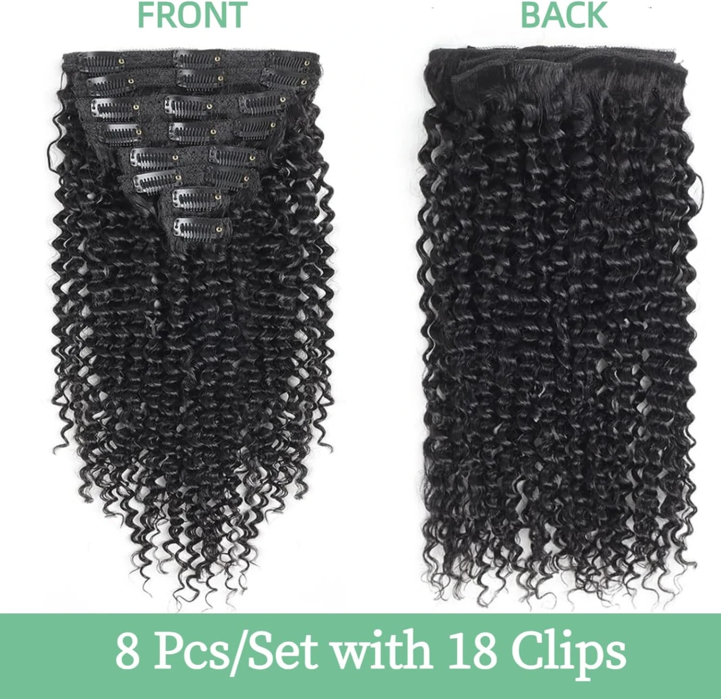 Kinky Curly Hair Extensions - 100% Human Hair - Natural Black - photo 3