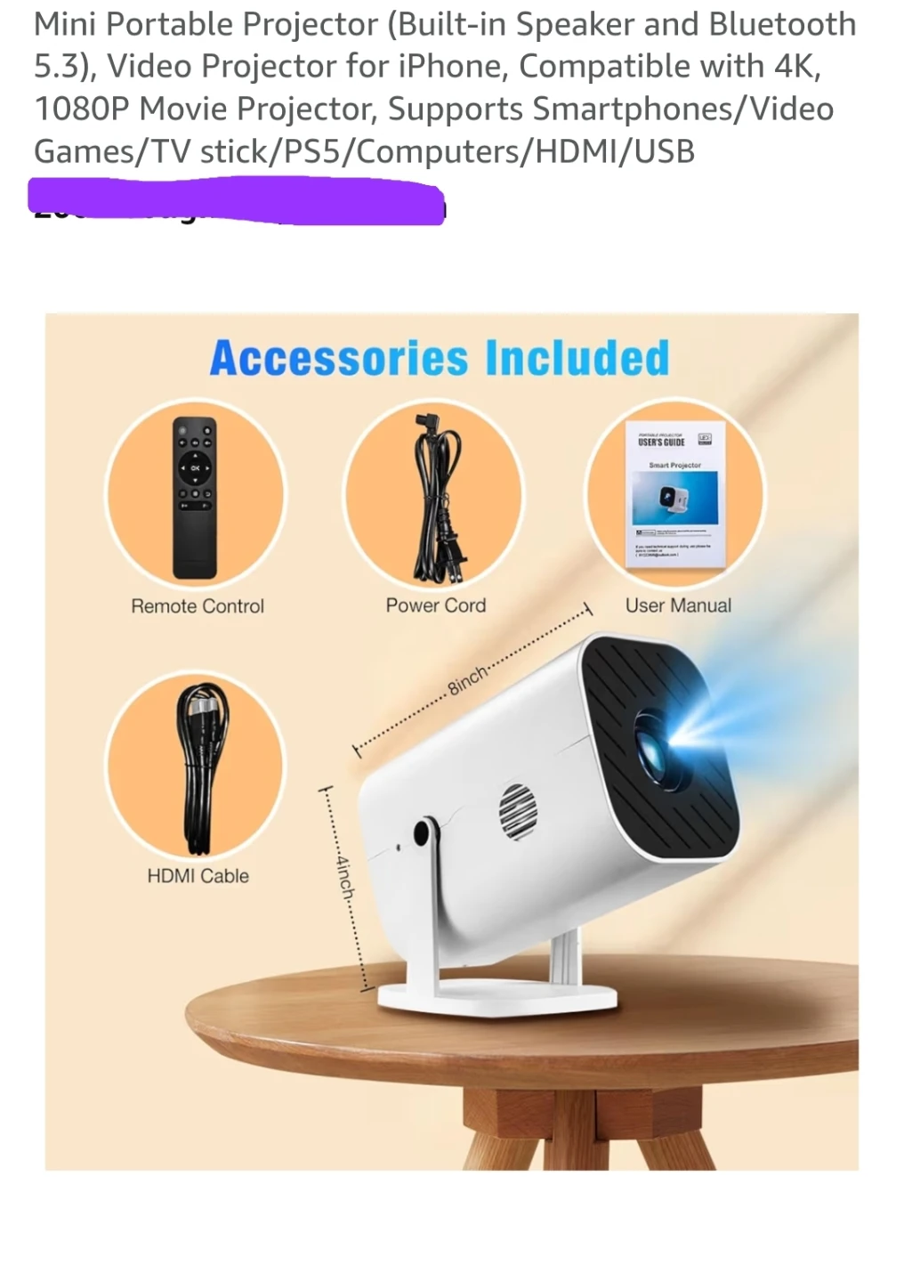 YGSKK  Mini Portable Projector (Built-in Speaker and Bluetooth - photo 2
