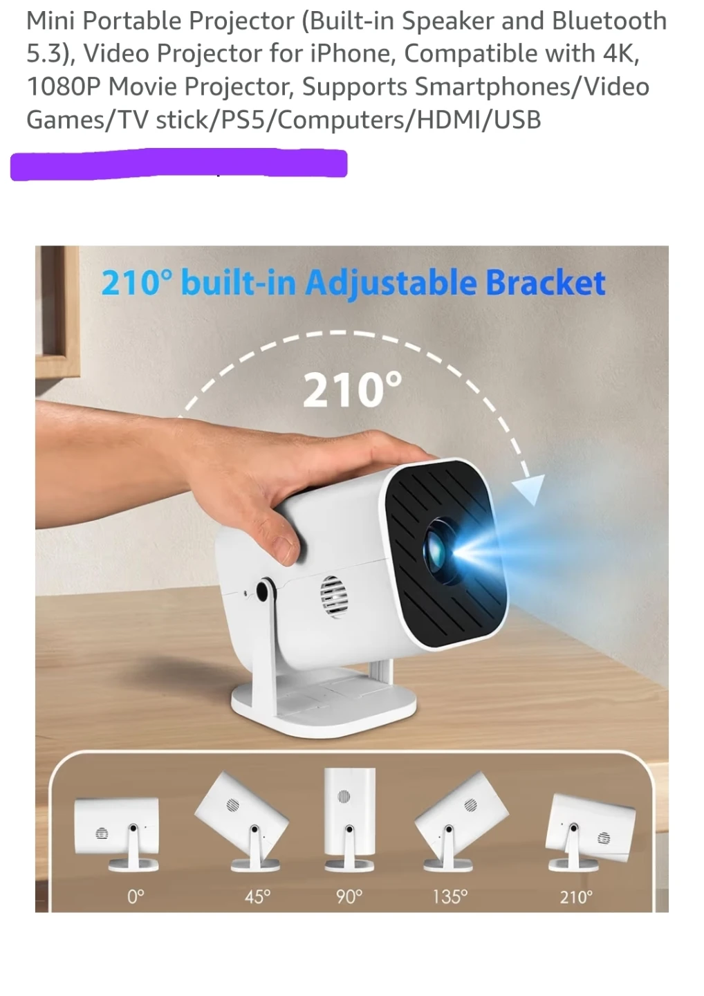YGSKK  Mini Portable Projector (Built-in Speaker and Bluetooth - photo 3