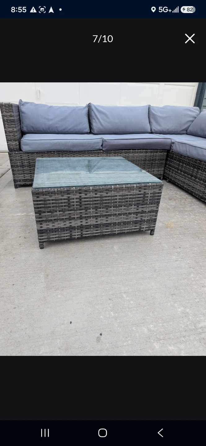Gray Wicker Sectional Outdoor Sofa Set with Coffee Table - photo 2