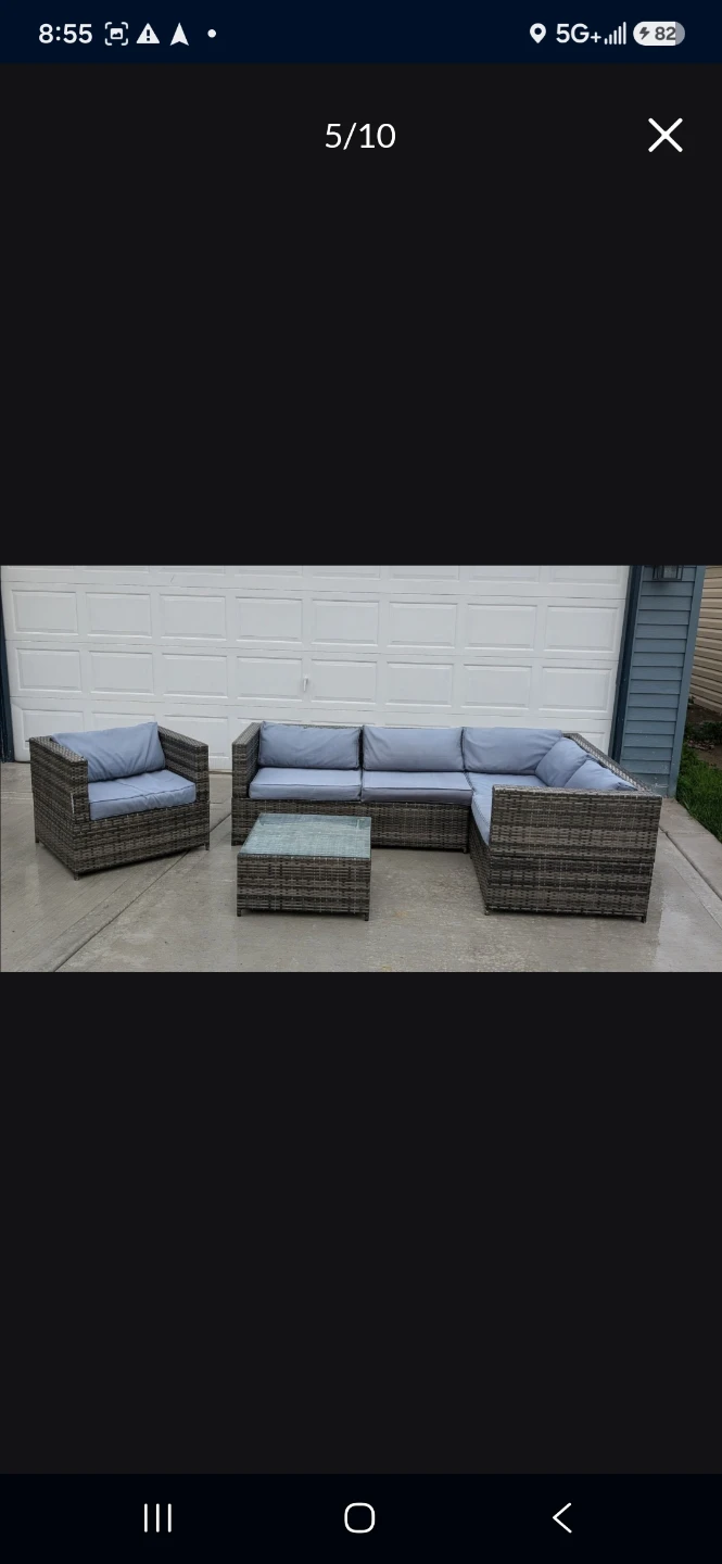 Gray Wicker Sectional Outdoor Sofa Set with Coffee Table - photo 4