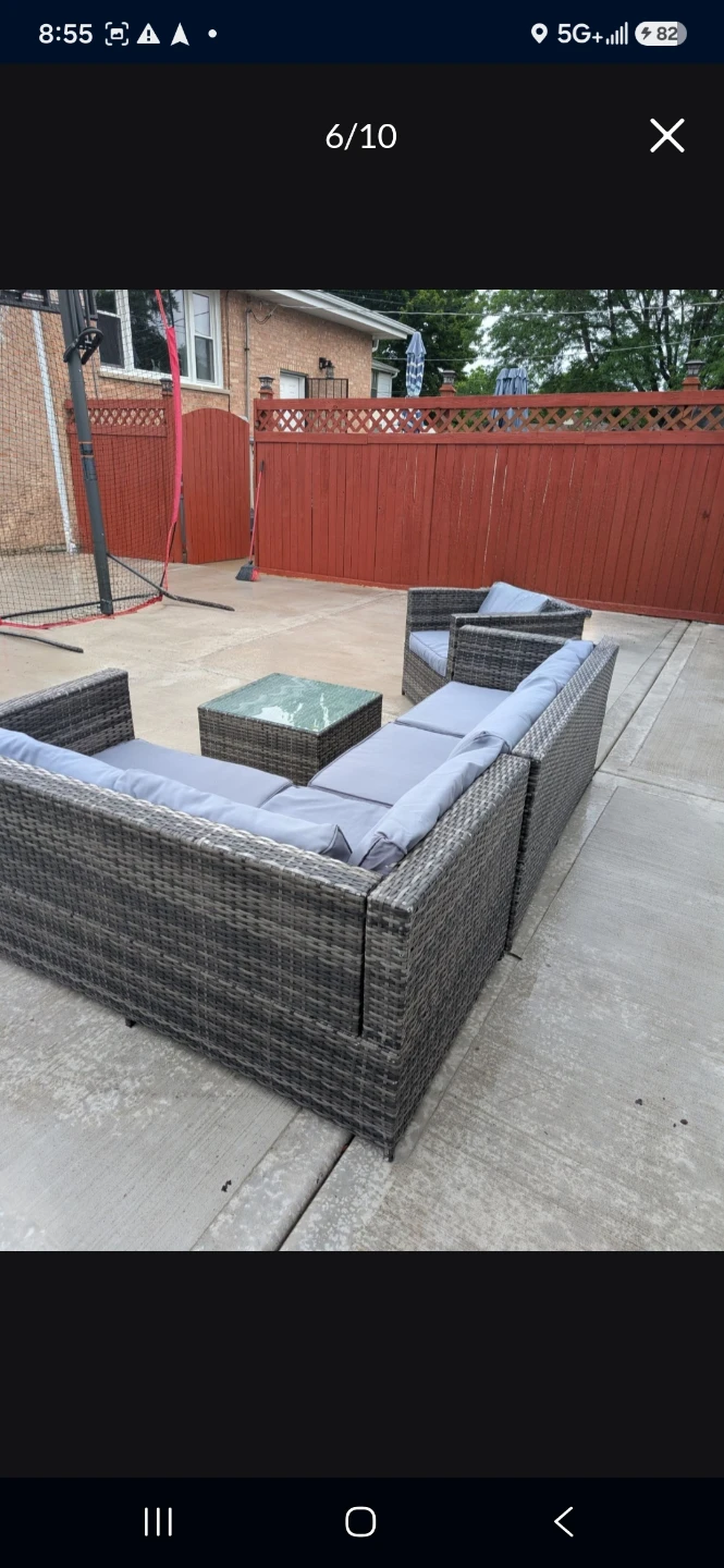 Gray Wicker Sectional Outdoor Sofa Set with Coffee Table - photo 5