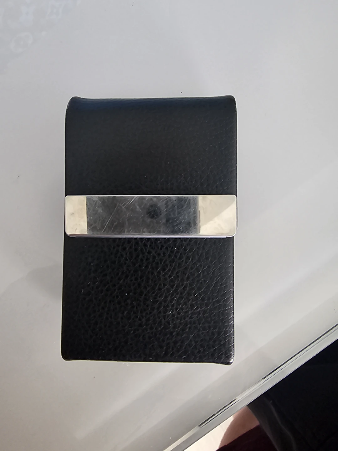 Black Faux Leather Business Card Holder