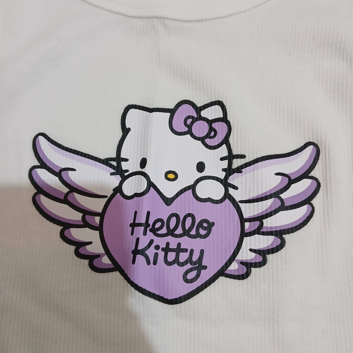 ⚽ Hello Kitty White Tank Top with Angel Wings Graphic - photo 2