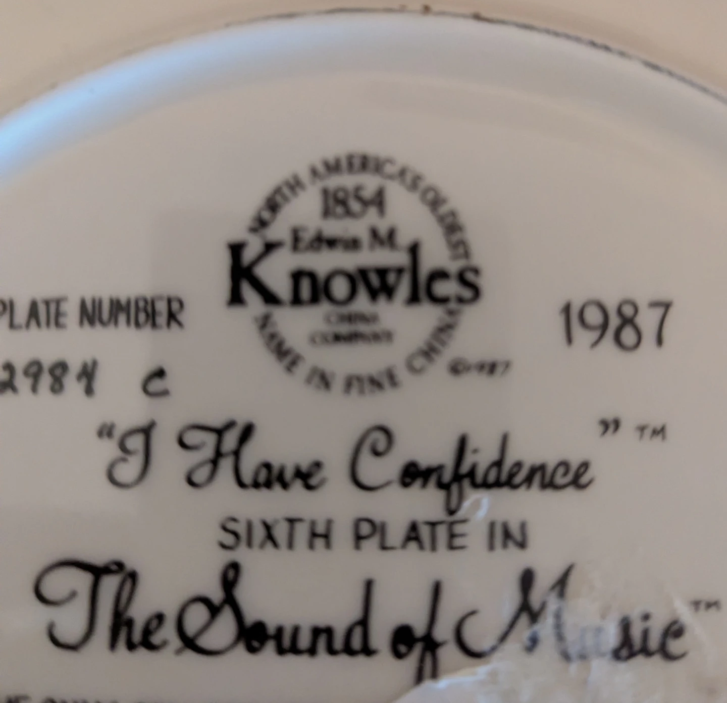 Edwin M. Knowles "I Have Confidence" Plate 1987 - photo 2