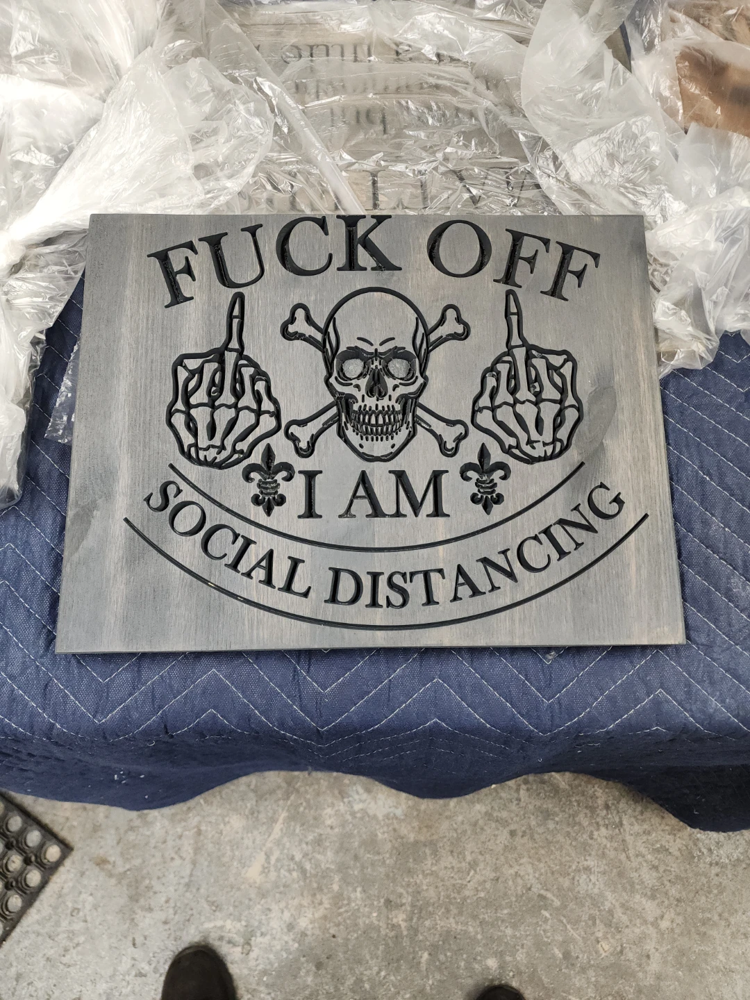 Wooden Sign "I Am Social Distancing"