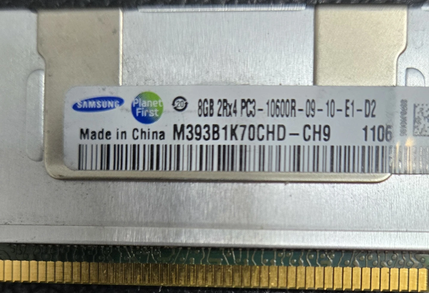 4 used Samsung 8GB DDR3 RAM PC3-10600R - photo 2