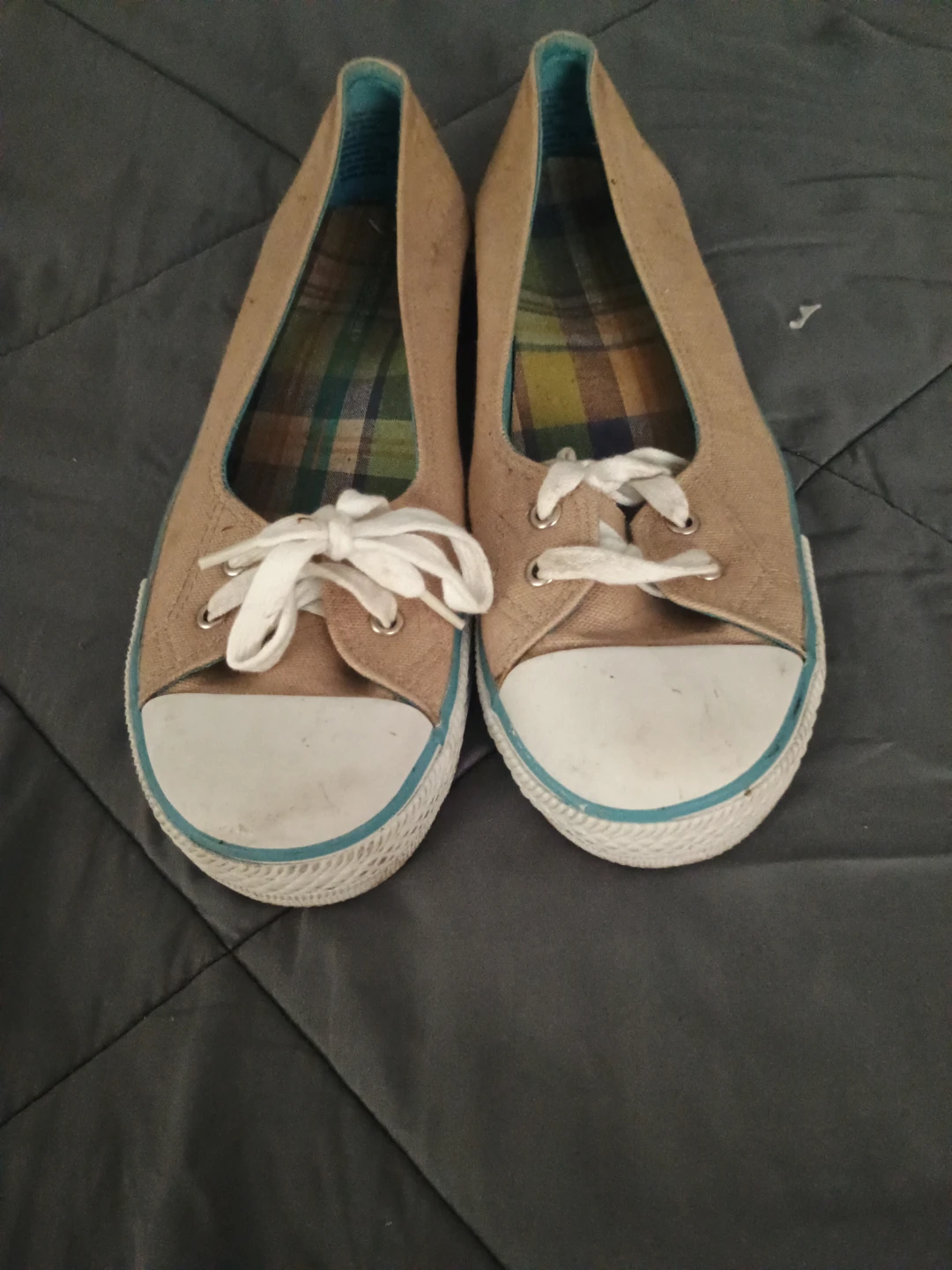 Beige Canvas Flats with White Laces - photo 2