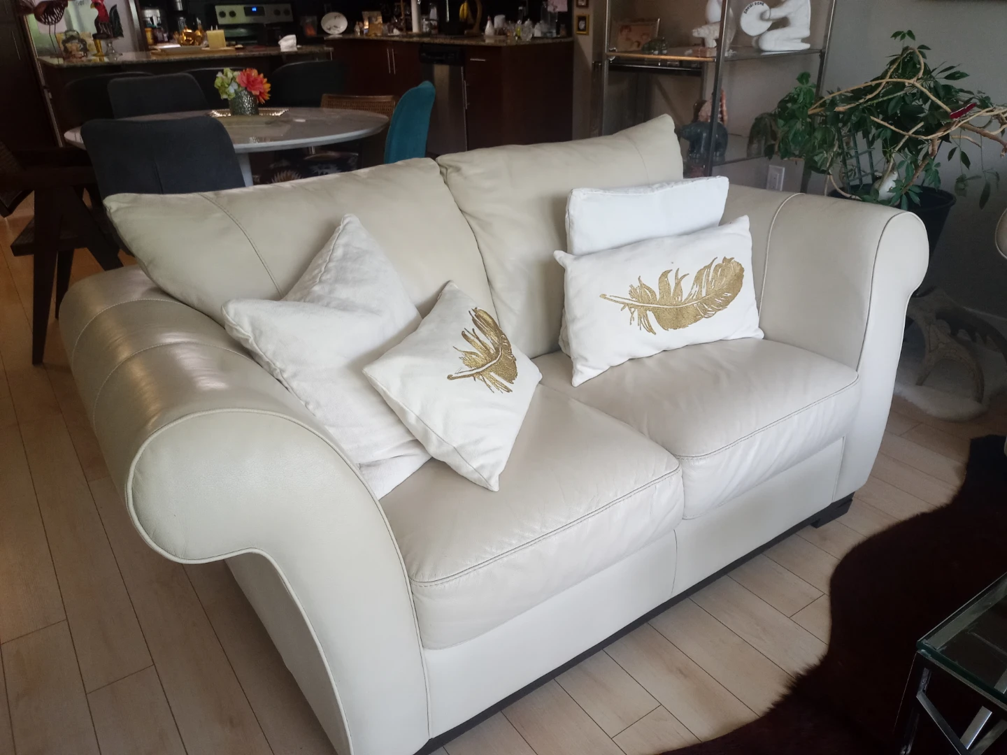 Cindy Crawford HOME Cream Loveseat Sofa
