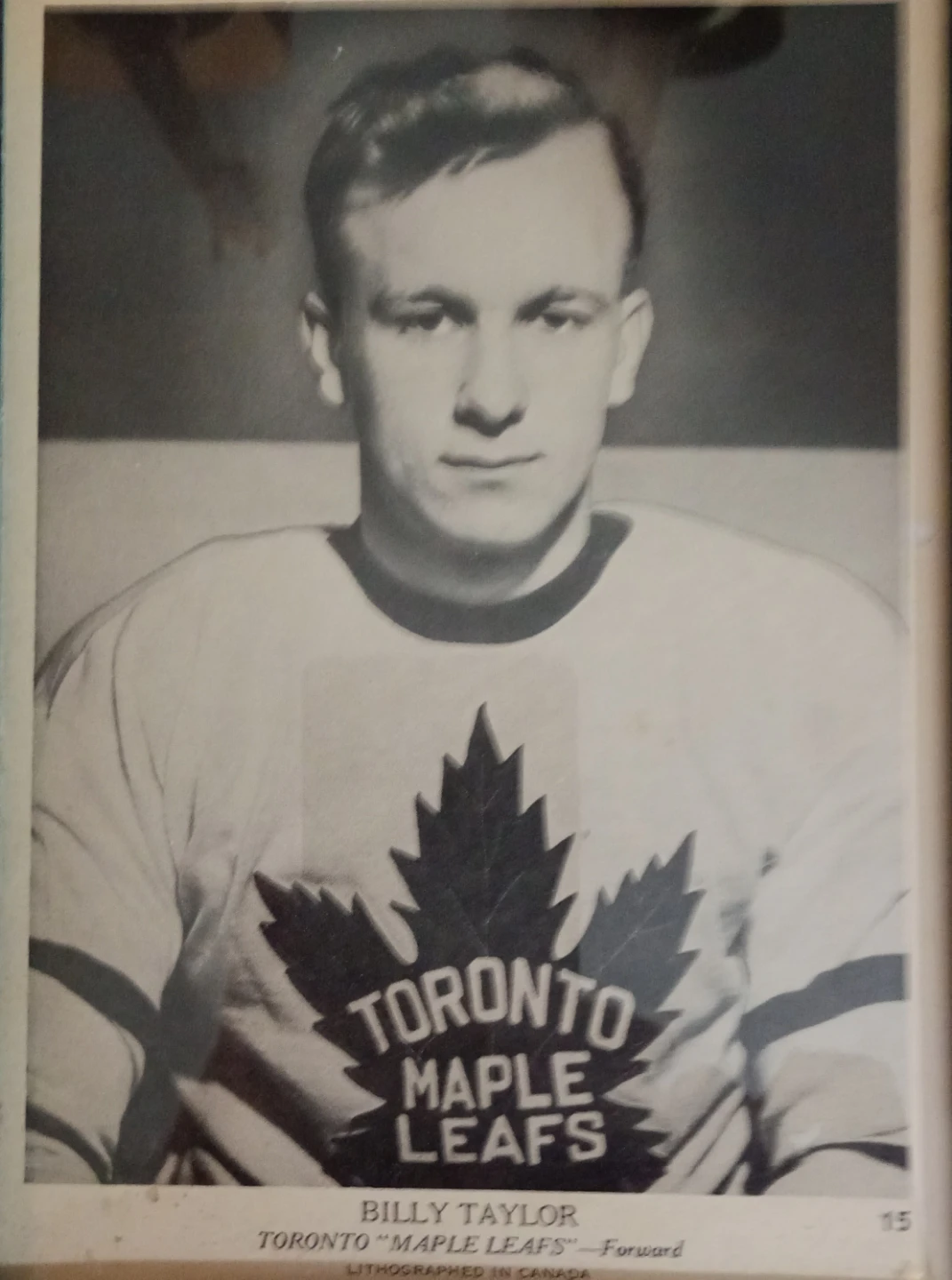 Billy Taylor Toronto Maple Leafs Lithograph