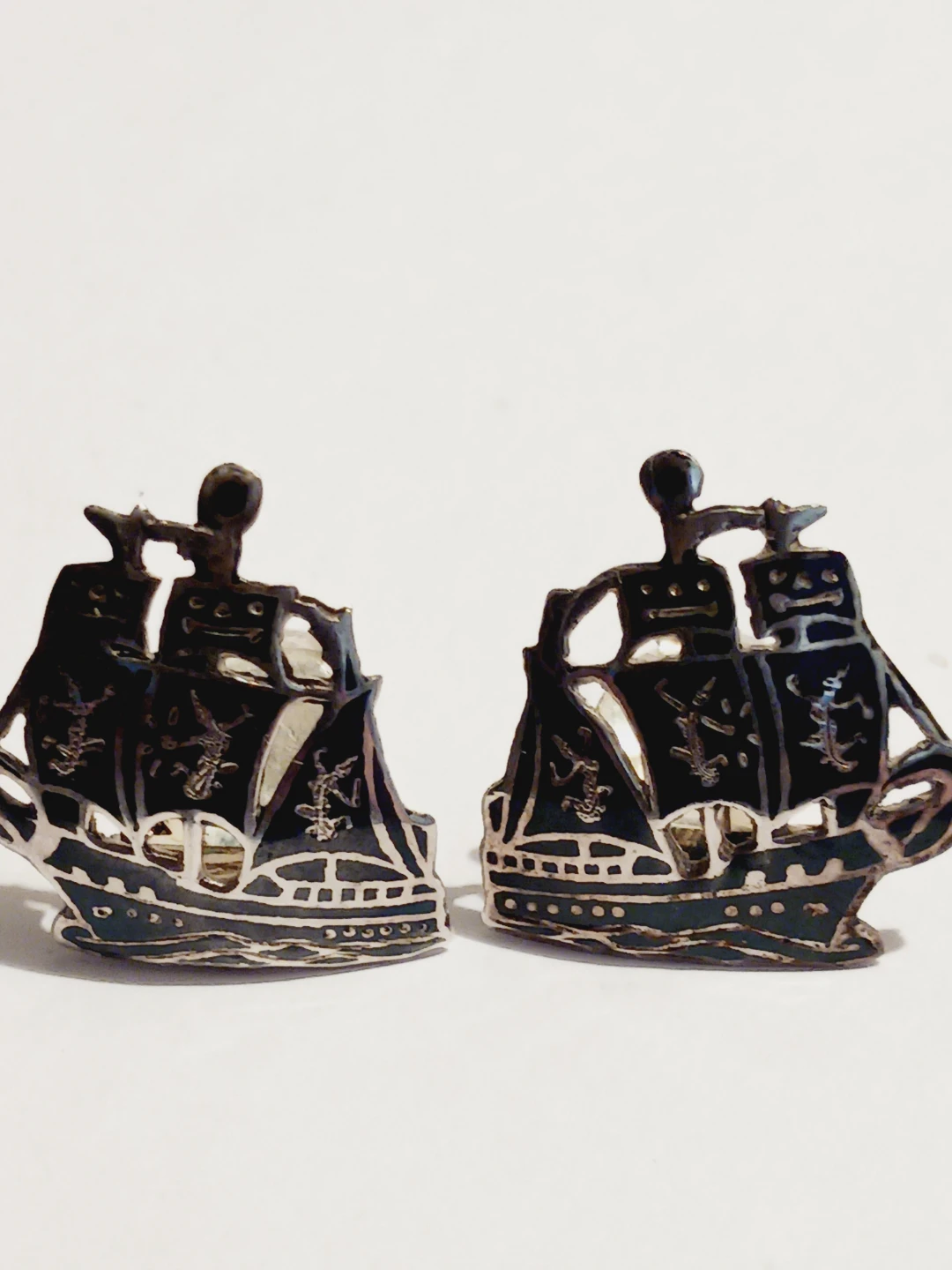 Siam Sterling Silver 925 Galleon Ship clip-on earrings