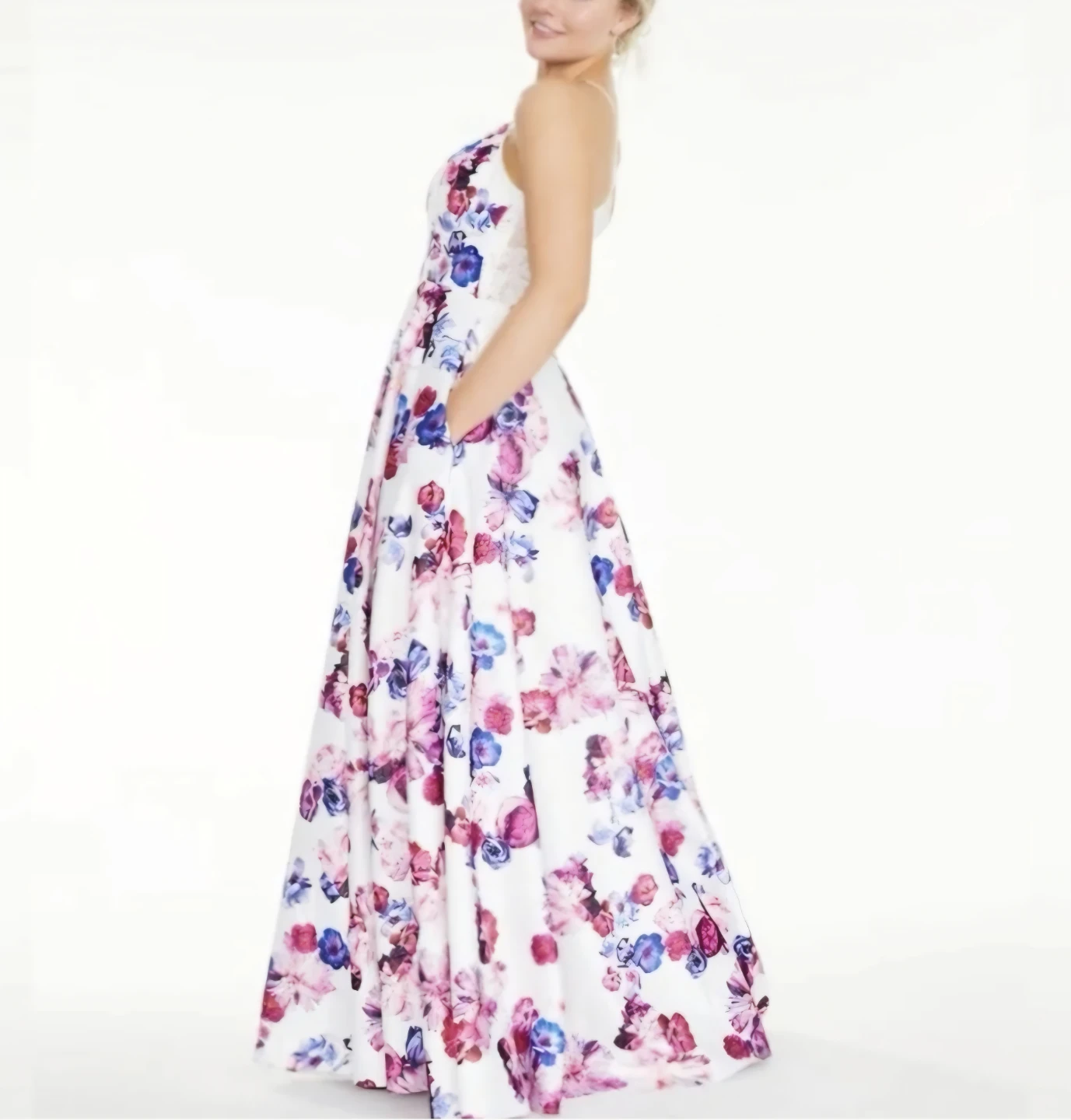 New City Studio White Fuchsia Purple Floral floor-length dress - photo 3