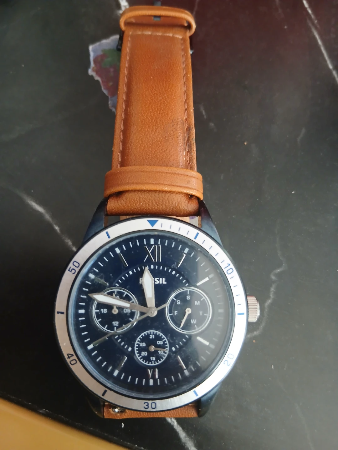 Fossil Men's Watch with Brown Leather Strap