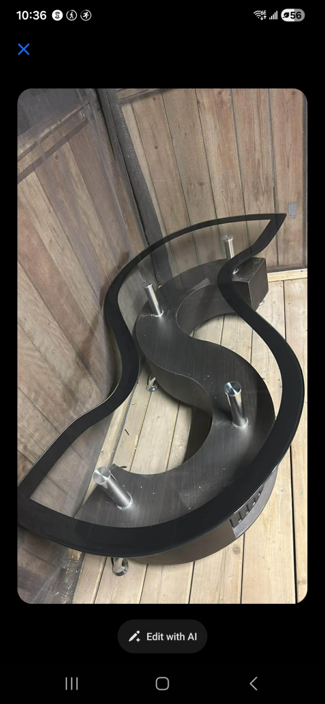 Modern S-Shaped Glass Coffee Table