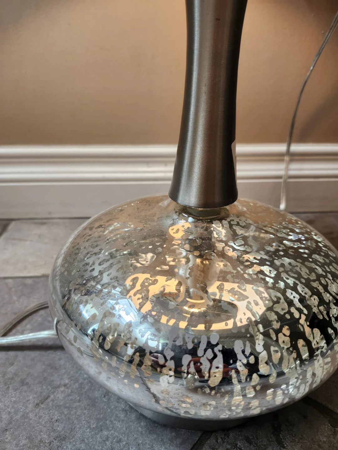 Glass Base Table Lamp with White Shade - photo 2