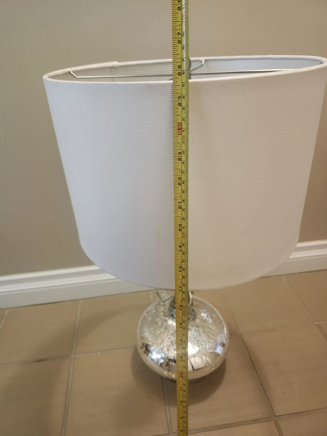 Glass Base Table Lamp with White Shade - photo 3