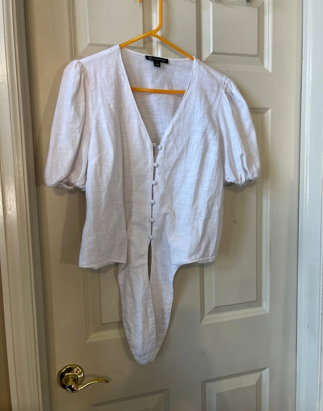 INC International Concepts White Linen Blouse ⚽