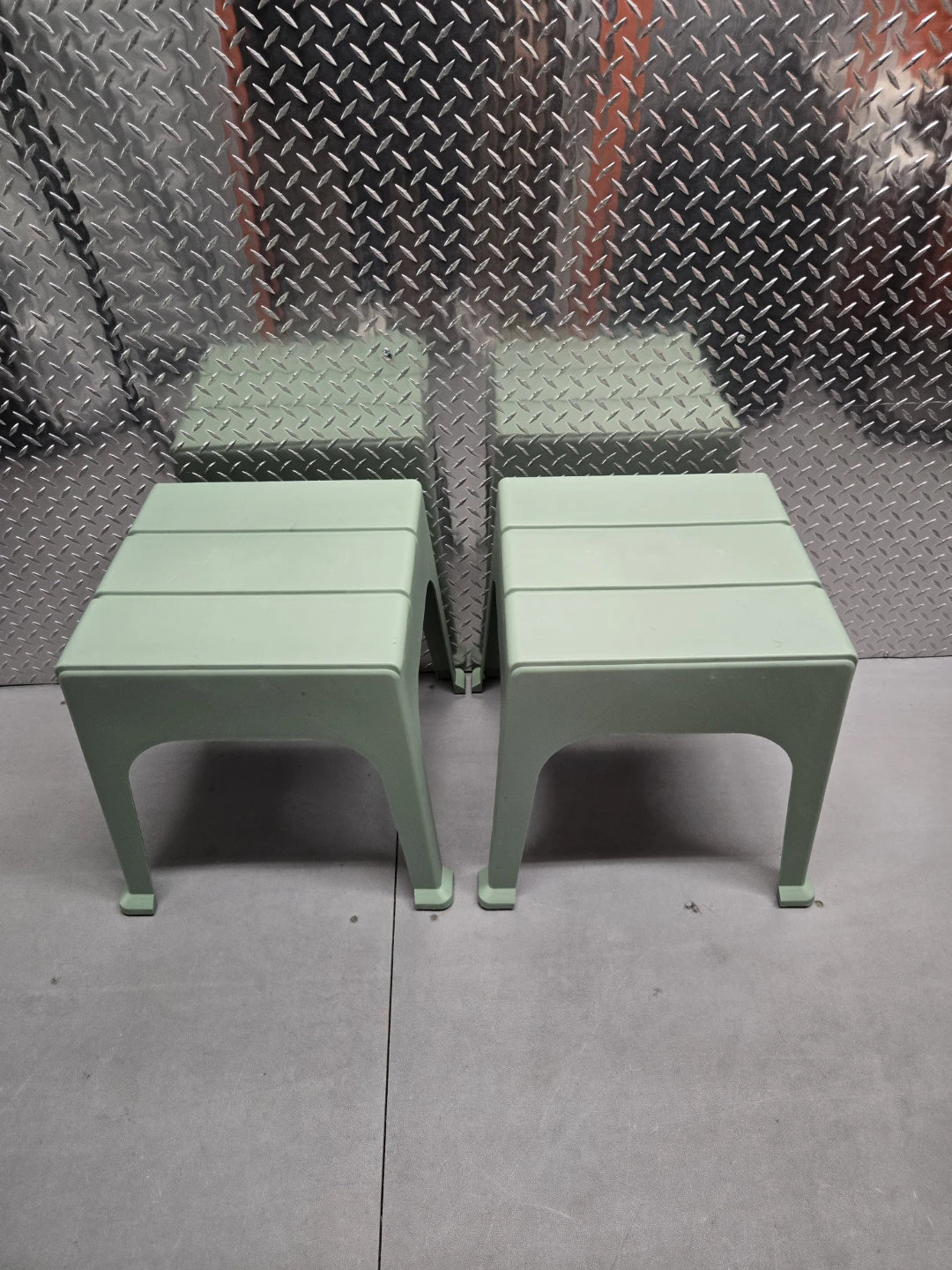 2 IKEA Otteil Sage Green Plastic Stools - Indoor / Outdoor - photo 2