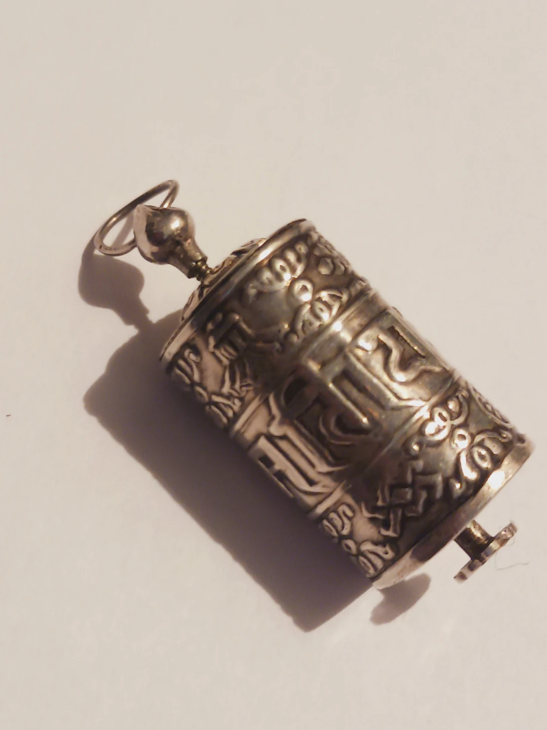 Sterling Silver 925 Antique Prayer Wheel Pendant - photo 2