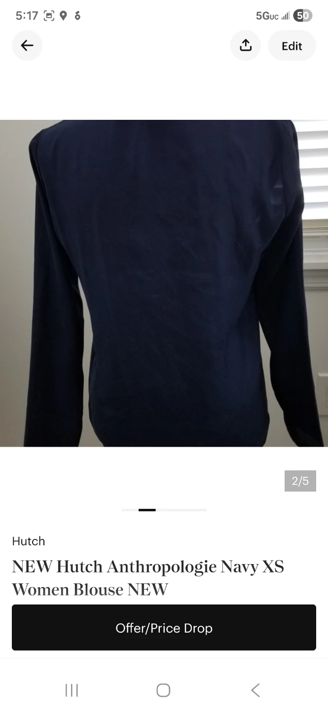 Hutch Navy Blue Blouse - Anthropologie - Size XS - photo 2