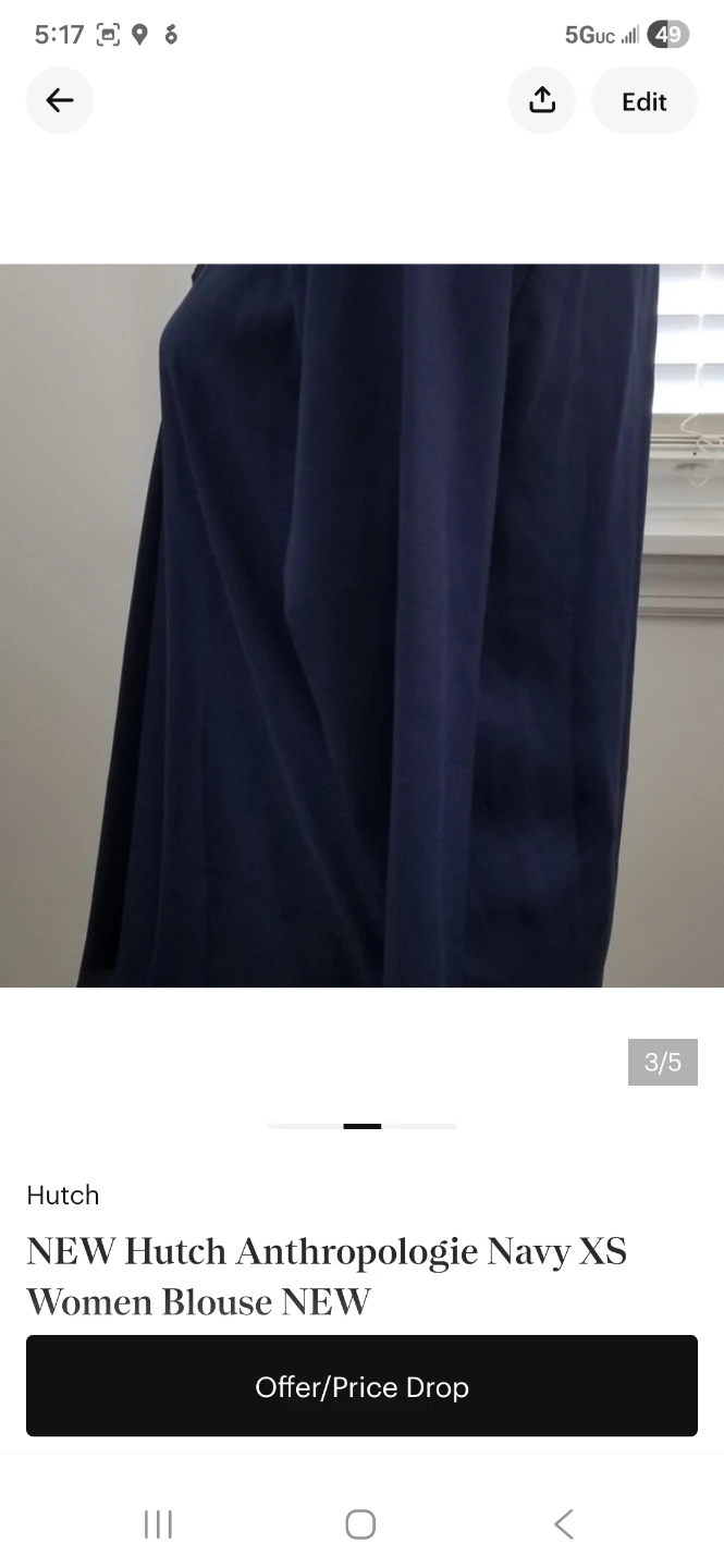 Hutch Navy Blue Blouse - Anthropologie - Size XS - photo 3