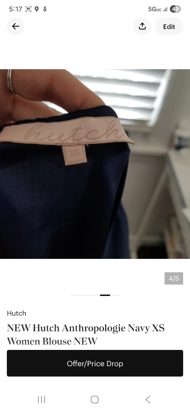 Hutch Navy Blue Blouse - Anthropologie - Size XS - photo 4