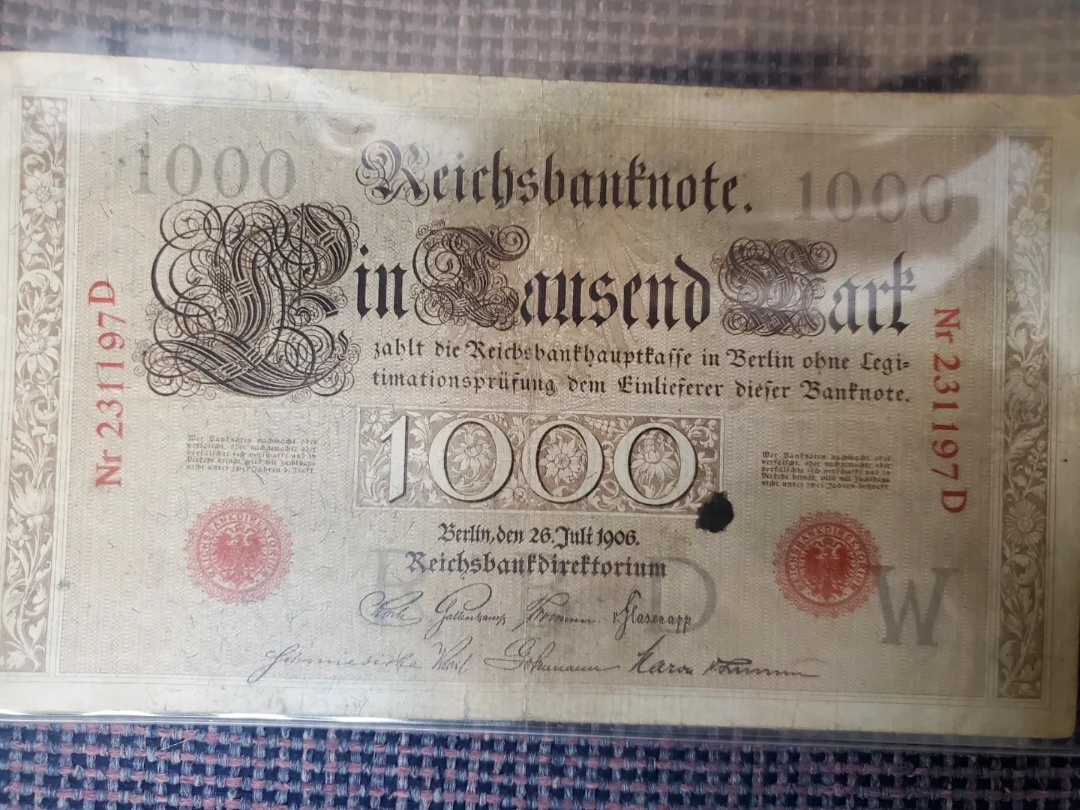 1000 Mark Reichsbahnnote 1908