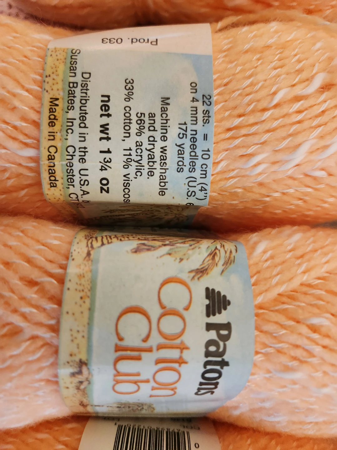 Patons Cotton Club Yarn - Peach Swirl - photo 2