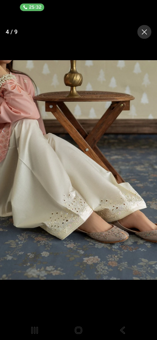 Elegant 2PC Embroidered Lawn Suit  Off-White & Peach Pink - photo 3