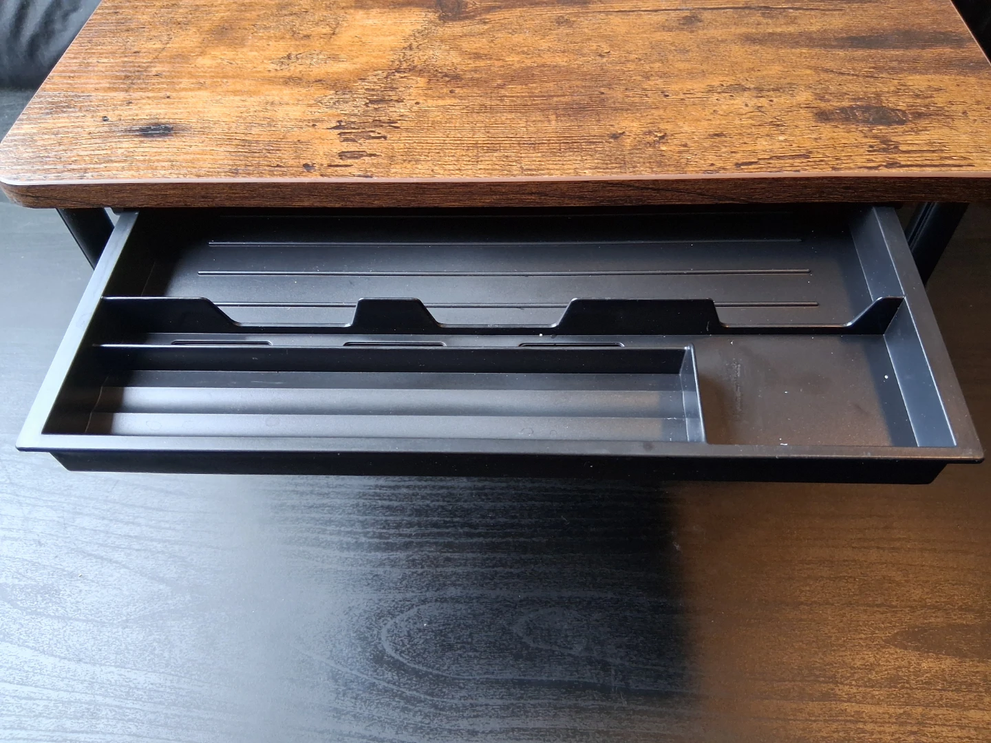 Rustic Wood and Black Desk Organizer Tray - photo 2