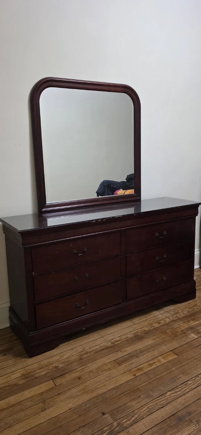 Cherry Wood Dresser with Mirror