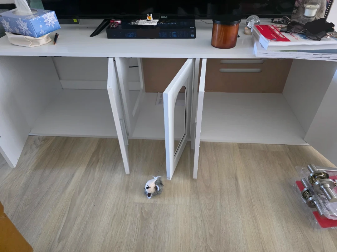 White Cat Litter Box Enclosure Cabinet - photo 2