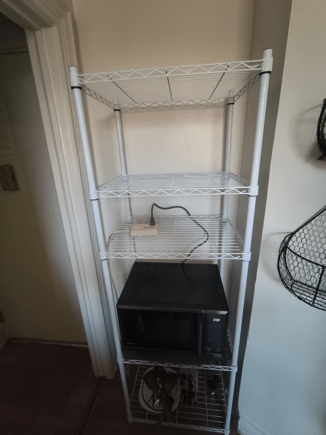 White 5-Shelf Wire Rack with Microwave - photo 3