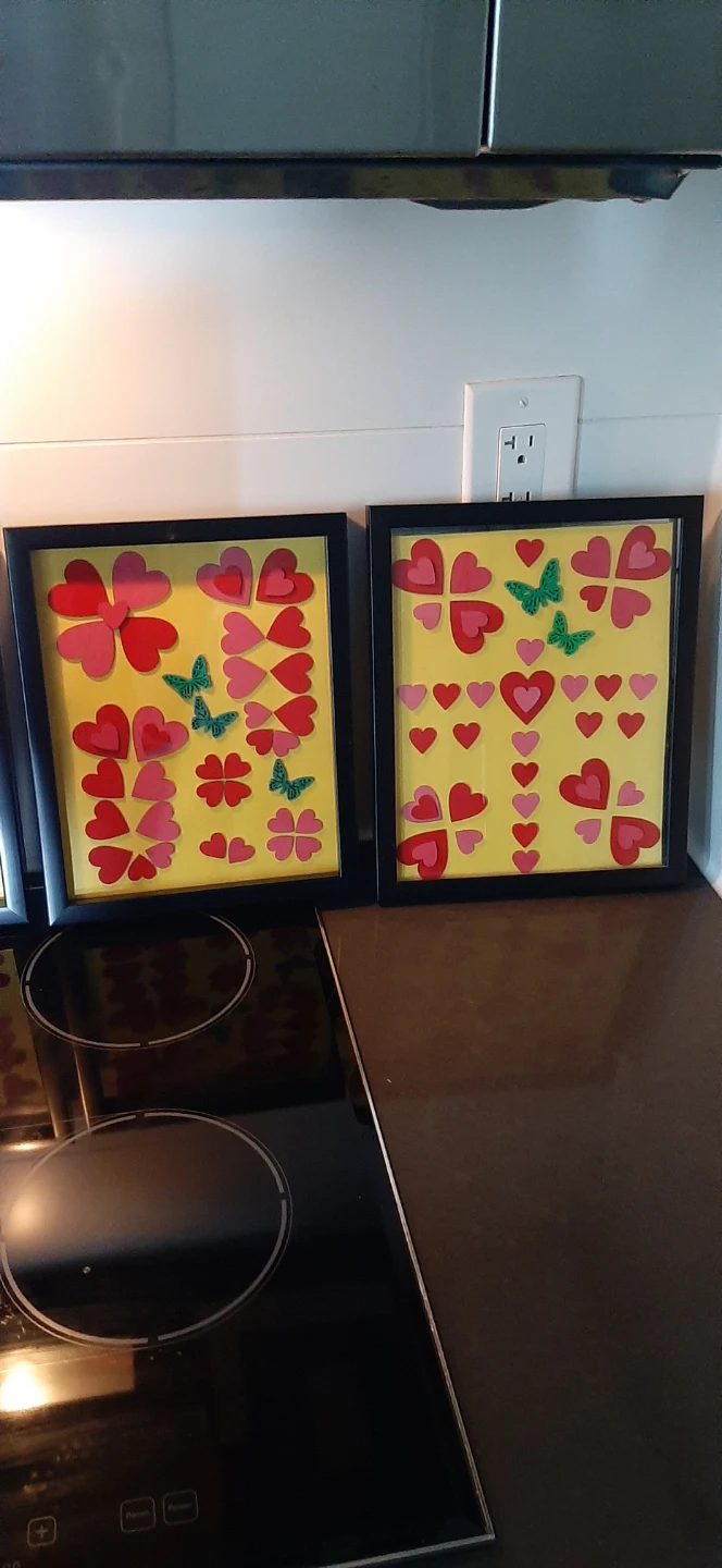 Framed Heart & Butterfly Wall Art Set (4 Frames)