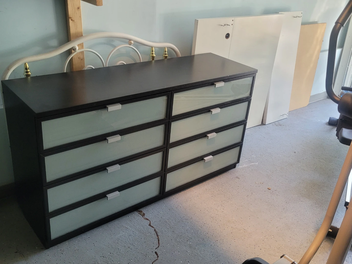 Dark Wood Dresser with Frosted Glass Drawers - photo 2