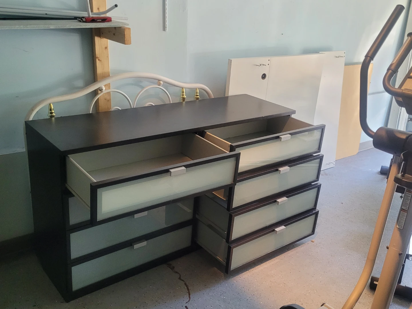 Dark Wood Dresser with Frosted Glass Drawers - photo 4
