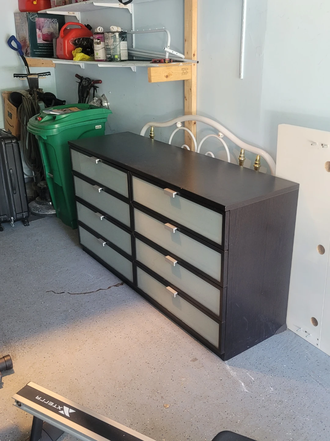 Dark Wood Dresser with Frosted Glass Drawers - photo 5