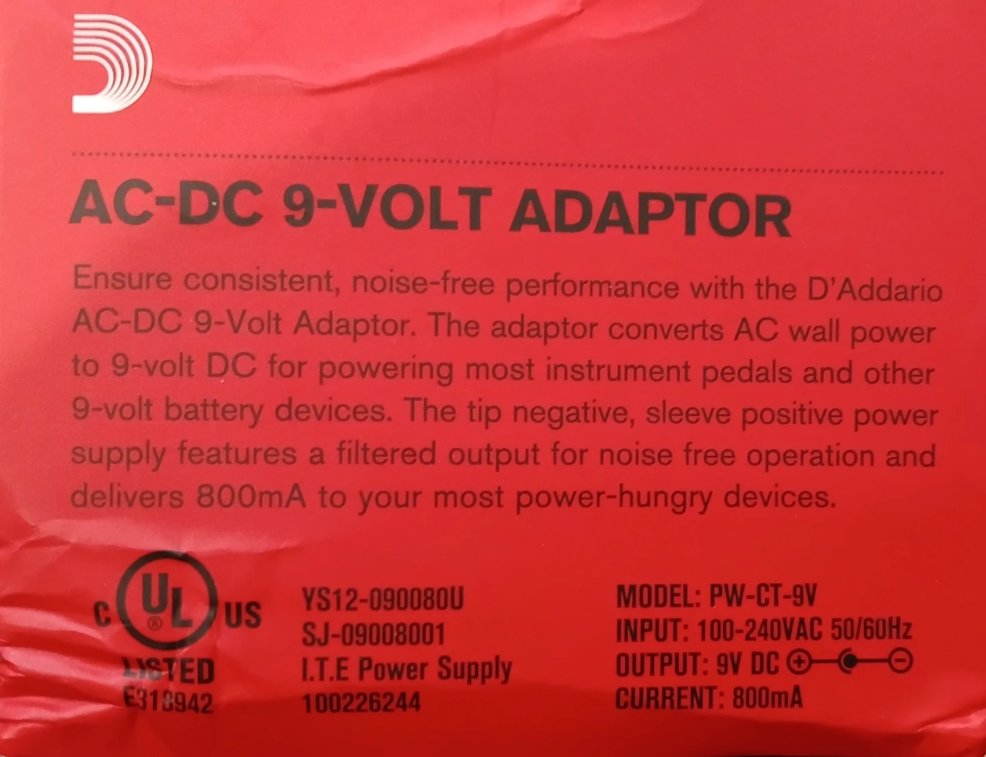 D'Addario 9V DC Adaptor for Pedals, etc. - photo 3