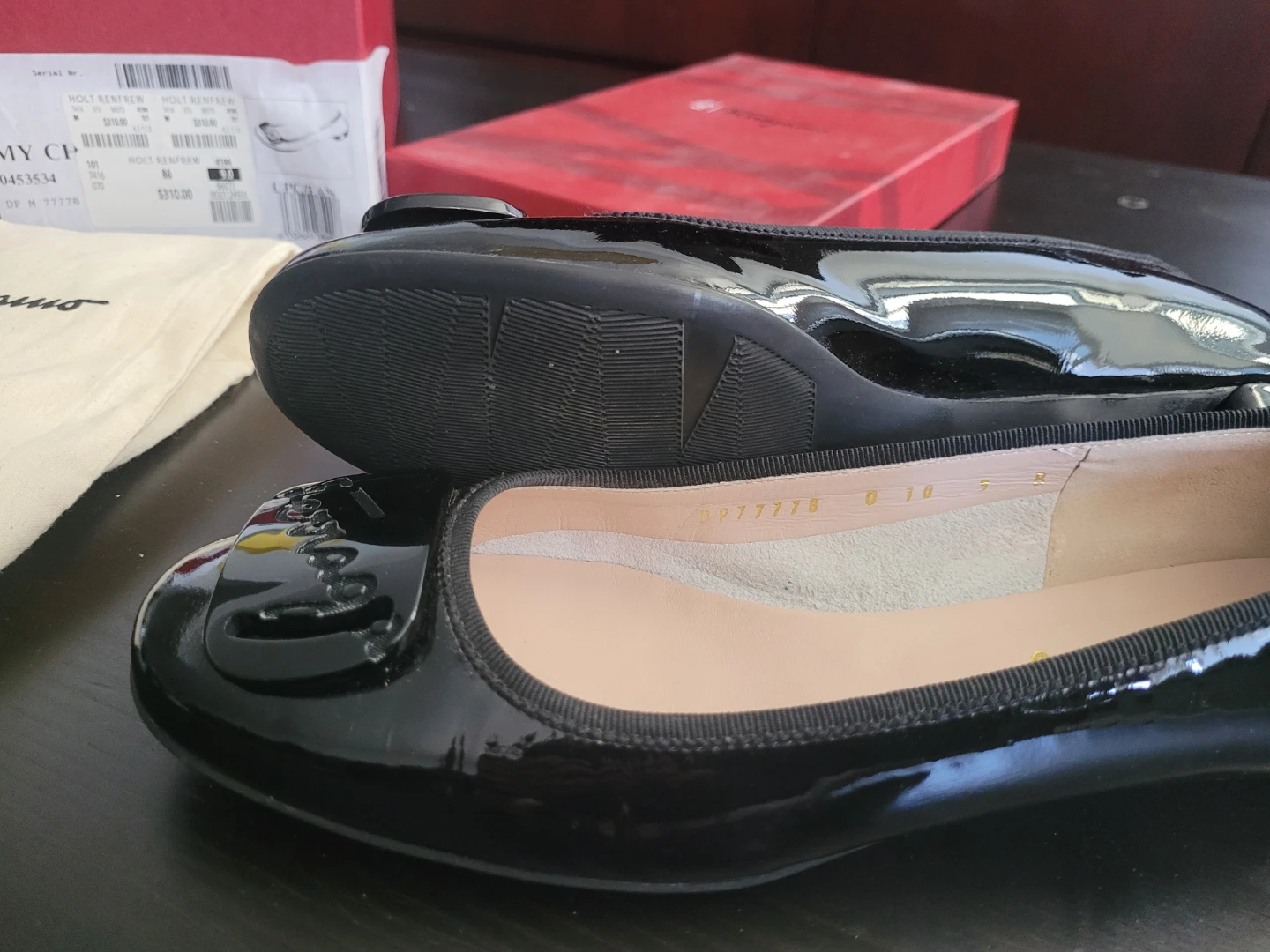 Salvatore Ferragamo Black Patent Leather Ballet Flats - photo 2
