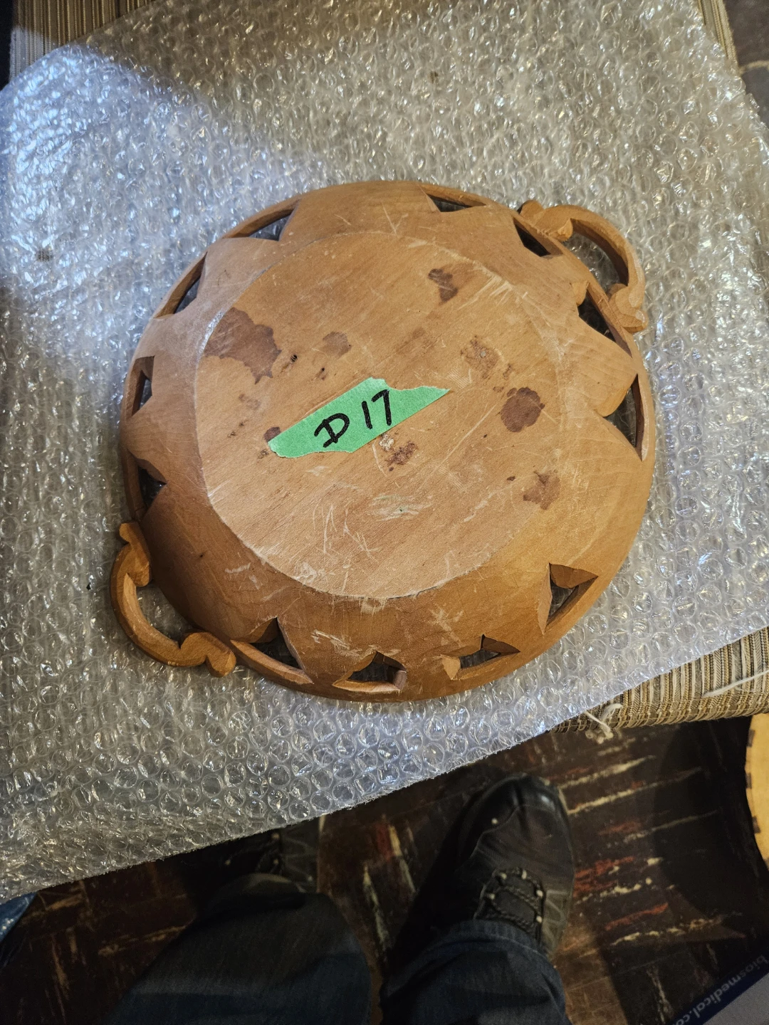 Carved Wooden Tray with Grapes and Leaves - photo 4
